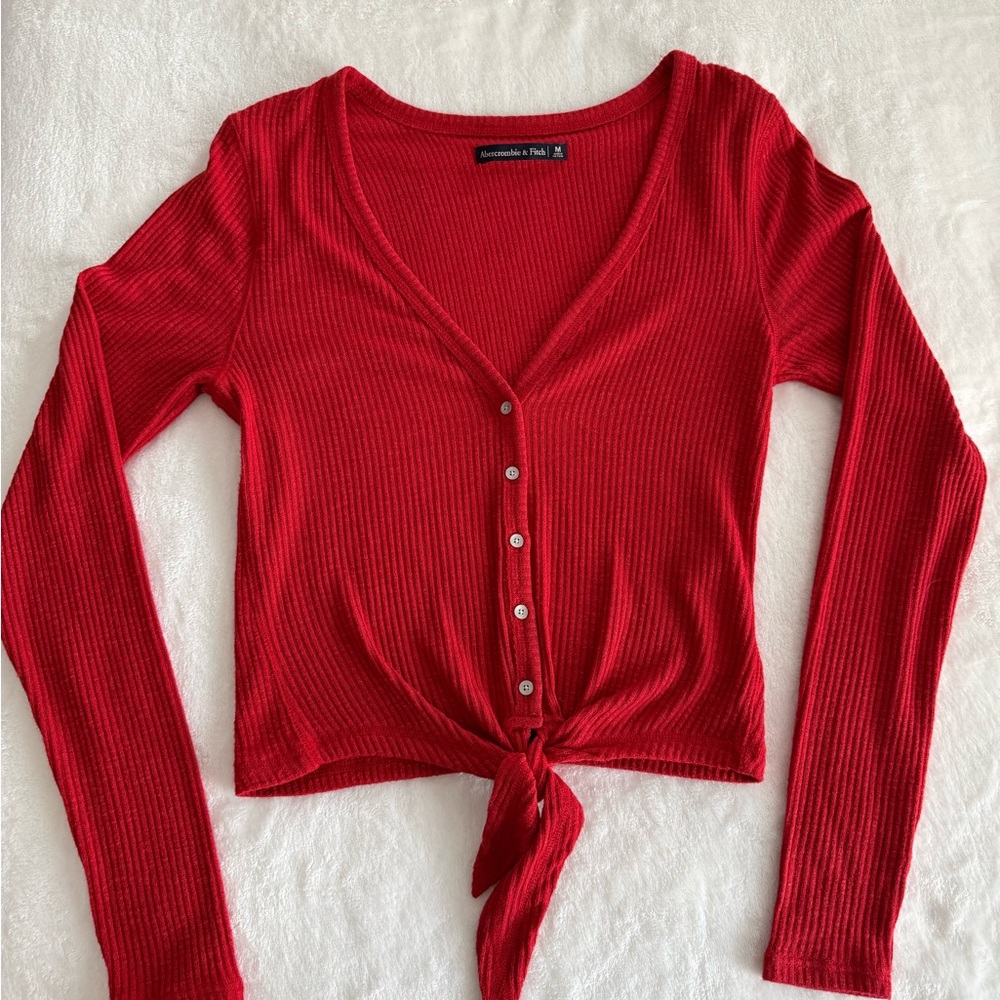 Abercrombie & Fitch ribbed cardigan red top sz medium